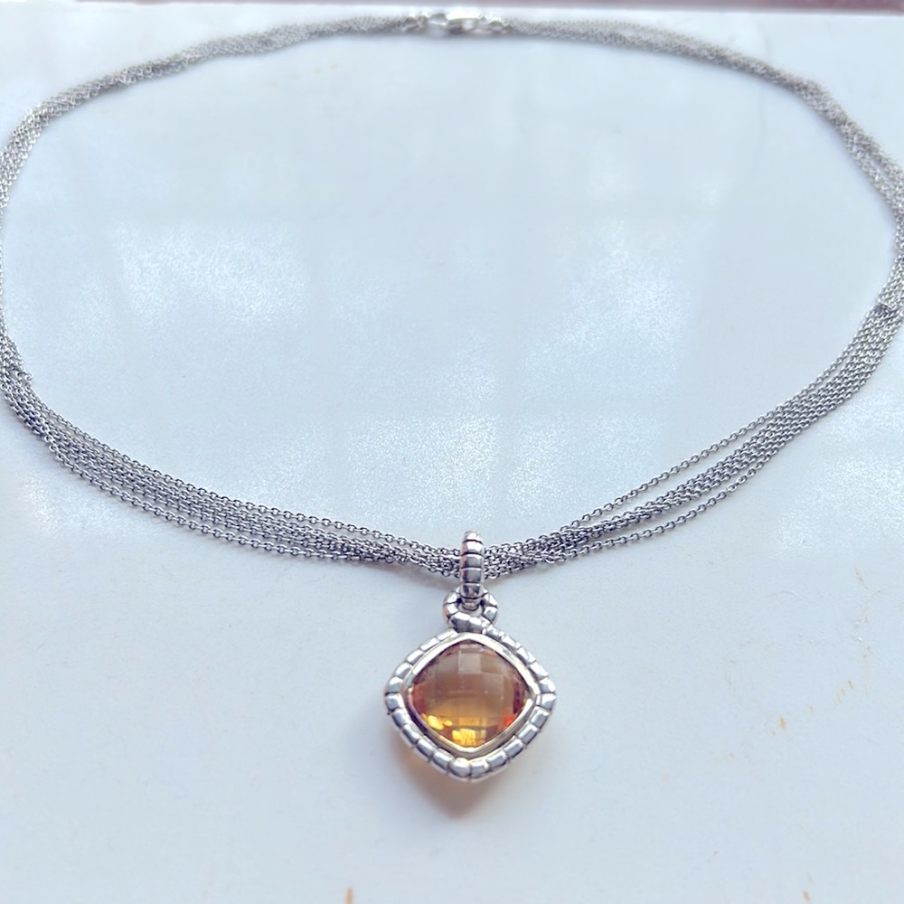 Charles Krypell 14k gold and sterling silver citrine necklace. Citrine 7…